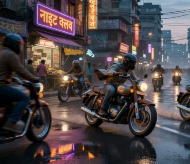 Scène de poursuite à moto dans Indian Bikes Driving 3D