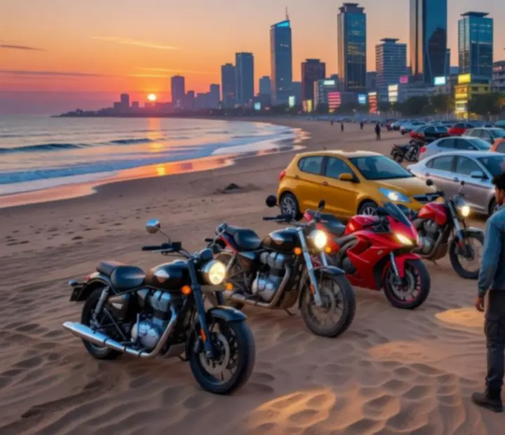 Exploration de la ville avec un véhicule dans Indian Bikes Driving 3D