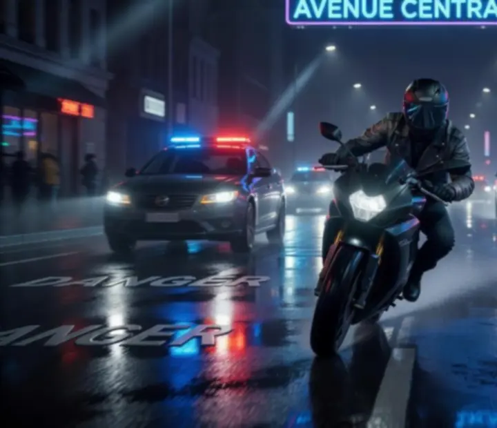 Course et action en ville dans Indian Bikes Driving 3D