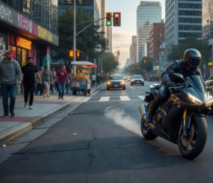 Poursuite urbaine en moto dans les rues d’Indian Bikes Driving 3D